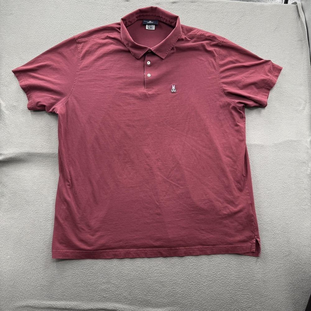 Psycho Bunny Polo Shirt Mens (4) XLT Red Solid Pima Cotton Logo Casual